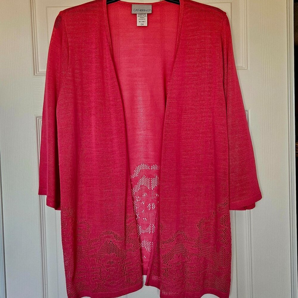 Catherines Pink Open Cardigan 0X Lightweight Knit Plus Size
